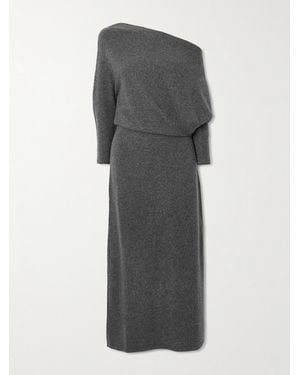 Altuzarra Kasos Off-The-Shoulder Draped Brushed-Cashmere Midi Dress - Grey