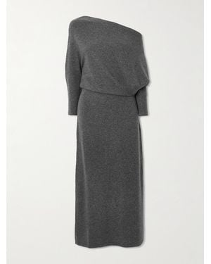 Altuzarra Kasos Off-The-Shoulder Draped Brushed-Cashmere Midi Dress - Grey