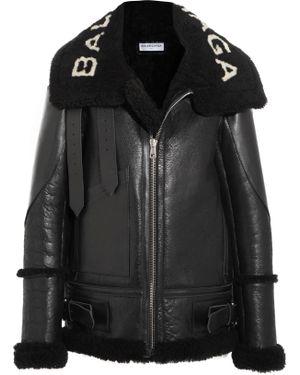 Balenciaga Oversized Le Bombardier Shearling Jacket - Black