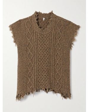 R13 Boyfriend Frayed Cable-Knit Wool-Blend Vest - Brown