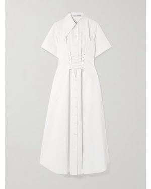 Tolu Coker Lace-Up Stretch-Cotton Poplin Maxi Shirt Dress - White