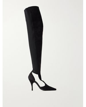 Alaïa Cuissardes 100 Suede And Stretch-Knit Over-The-Knee Boots - Black