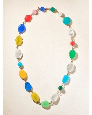 Susan Caplan Chanel Vintage 1990S-Plated, Gripoix Glass And Pearl-Effect Beaded Necklace - Blue