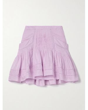 Isabel Marant Giuliani Minirock Aus Baumwoll-Voile Mit Biesen Und Häkeleinsätzen - Lila