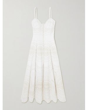 Charo Ruiz Catta Scalloped Broderie Anglaise Cotton-Blend Midi Dress - White
