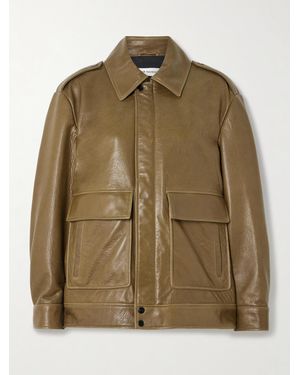 Nour Hammour Drey Textured-Leather Jacket - Green