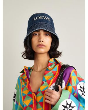 Loewe Logo Denim Bucket Hat in Blue | Lyst