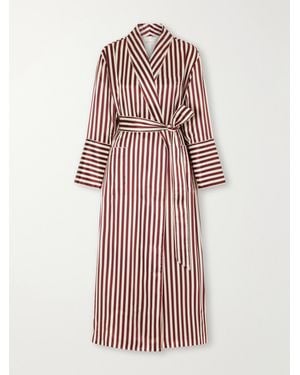 Olivia Von Halle Capability Belted Striped Silk-Satin Robe - Pink