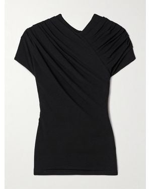 Interior The Tawny Ruched Cotton-Jersey T-Shirt - Black
