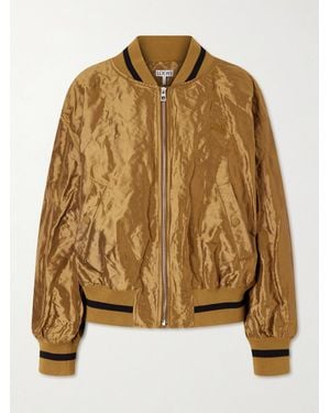 Loewe Anagram Crinkled Satin-Twill Bomber Jacket - Brown