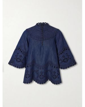 Zimmermann Mahon Broderie Anglaise Denim Shirt - Blue