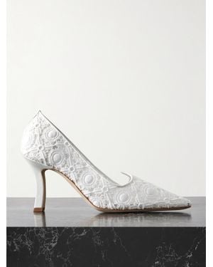 Manolo Blahnik Euridi 90 Pumps Aus Spitze Mit Lederbesätzen - Weiß