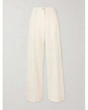 Patou Stretch Wool-Twill Tapered Pants - White