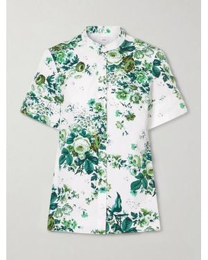 Erdem Floral-Print Cotton-Poplin Shirt - Green
