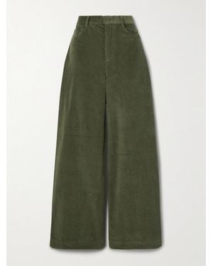 Sea Carine Cotton-Blend Corduroy Wide-Leg Pants - Green