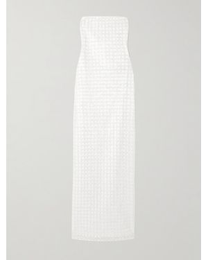 ROTATE BIRGER CHRISTENSEN Trägerloses Midikleid Aus Recyceltem Satin Mit Verzierungen - Weiß