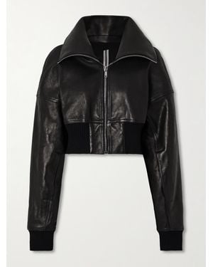 Rick Owens Cropped Padded Leather Jacket - Black