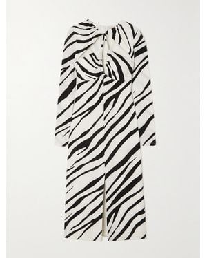 Et Ochs Eleanor Cutout Ruched Zebra-Print Stretch-Jersey Midi Dress - White