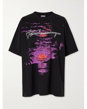 Balenciaga Printed Cotton-Jersey T-Shirt - Black