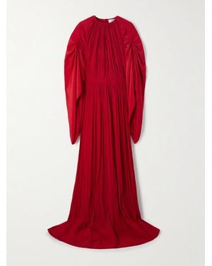 Lanvin Pleated Chiffon Gown - Red