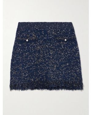 Rabanne Frayed Metallic Bouclé Mini Skirt - Blue