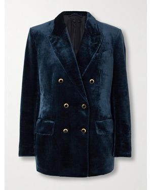 Tom Ford Double-Breasted Velvet Blazer - Blue
