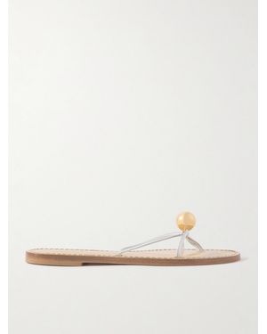 Amanu The Malawi Embellished Leather Sandals - Natural