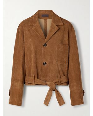 Stouls Alfi Belted Cropped Suede Jacket - Brown