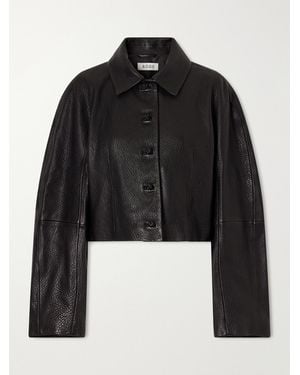Rohe Cropped Textured-Leather Jacket - Black