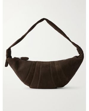 Lemaire Large Croissant Panelled Leather Shoulder Bag - Black