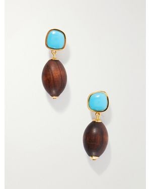 Lizzie Fortunato Olea-Plated Resin And Wood Earrings - White