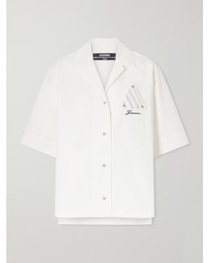 Jacquemus Marin Logo-Embroidered Cotton Shirt - White