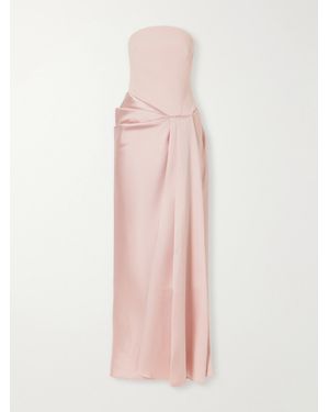 Solace London Seri Strapless Crepe Gown - Pink