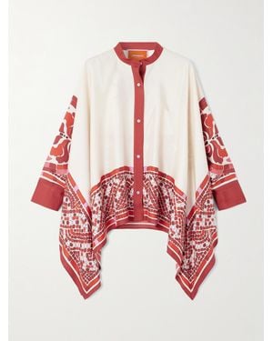 La DoubleJ Printed Silk-Twill Shirt - Red