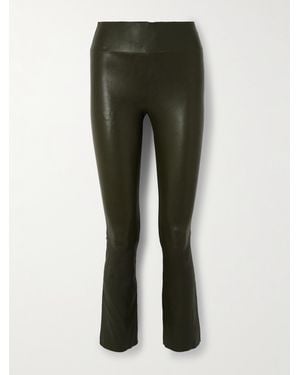SPRWMN Leather Flared Trousers - Green