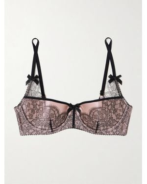 Agent Provocateur Sammi Bügel-Balconette-Bh Aus Stretch-Seidensatin Mit Schleifen Und Leavers-Spitzenbesätzen - Natur
