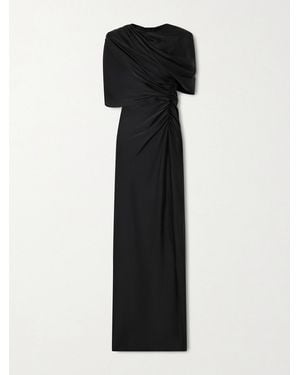 Stella McCartney Open-Back Cape-Effect Draped Satin Gown - Black