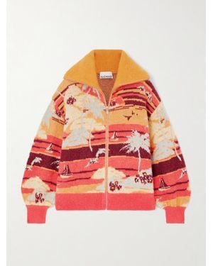 ALÉMAIS Palm Island Cardigan Aus Jacquard-Strick - Rot