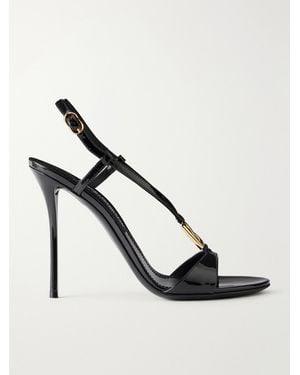 Dolce & Gabbana Logo-Detailed 105 Patent-Leather Sandals - Black