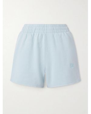 Anine Bing Kam Shorts Aus Baumwoll-Jersey Mit Stickerei - Blau