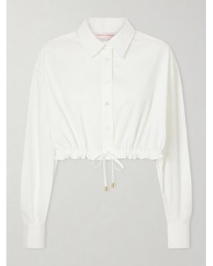 Carolina Herrera Cropped Cotton-Blend Blouse - White