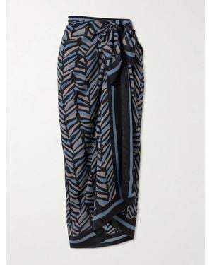 Matteau Printed Silk-Georgette Pareo - Blue
