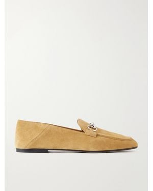 Gucci Jordaan Horsebit-Detailed Suede Loafers - Natural