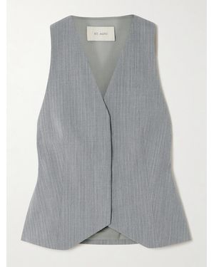 St. Agni Pinstriped Wool-Blend Twill Vest - Grey
