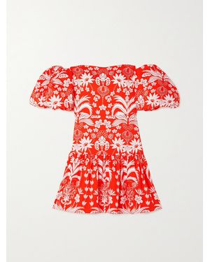 Borgo De Nor Ziggy Off-The-Shoulder Floral-Print Cotton Mini Dress - Red