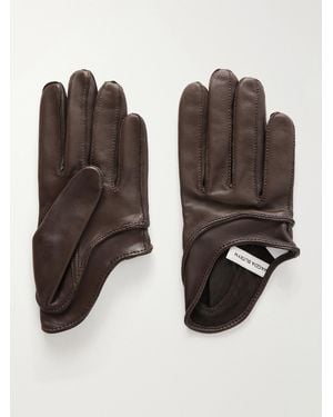 Magda Butrym Leather Paneled Gloves - Brown