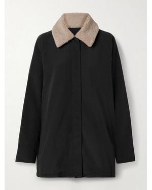 Tibi Oversized Fleece-Trimmed Canvas Jacket - Black