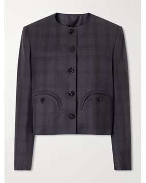 Blazé Milano Shamo Cropped Prince Of Wales Wool Bolero - Blue
