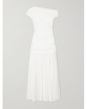 Jonathan Simkhai Ammalie One-Shoulder Draped Pleated Poplin Midi Dress - White