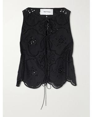 Matteau Scalloped Broderie Anglaise Cotton Top - Black